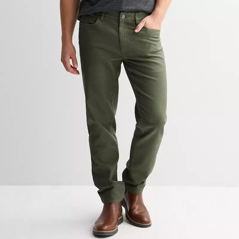 Sonoma All Day Comfort 5 Pocket Pants Mens 32x34 Olive Green Straight NEW